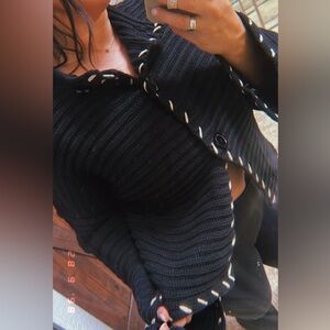 Saemdi Textured Knit Bell Sleeve Cardigan for free people